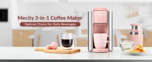 Mecity Pink Coffee Maker 3-in-1 Single Serve Coffee Machine