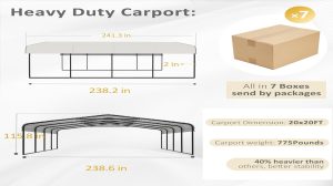 20' X 20' Arrow Double Car Galvanized Steel Carport